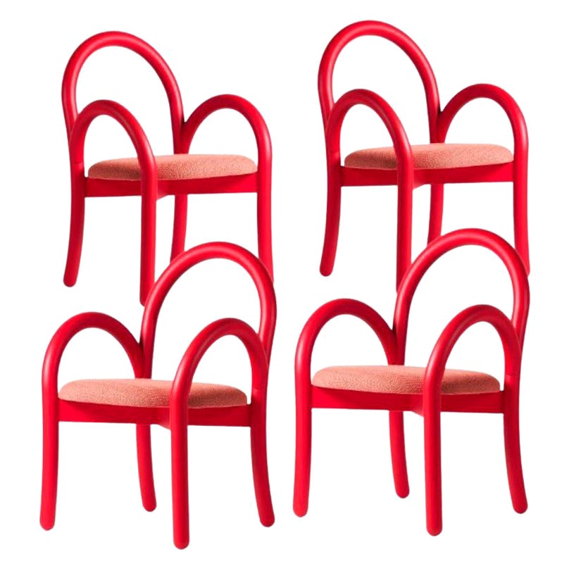 Set of 4, Goma Armchairs, Red by Made by Choice For Sale
