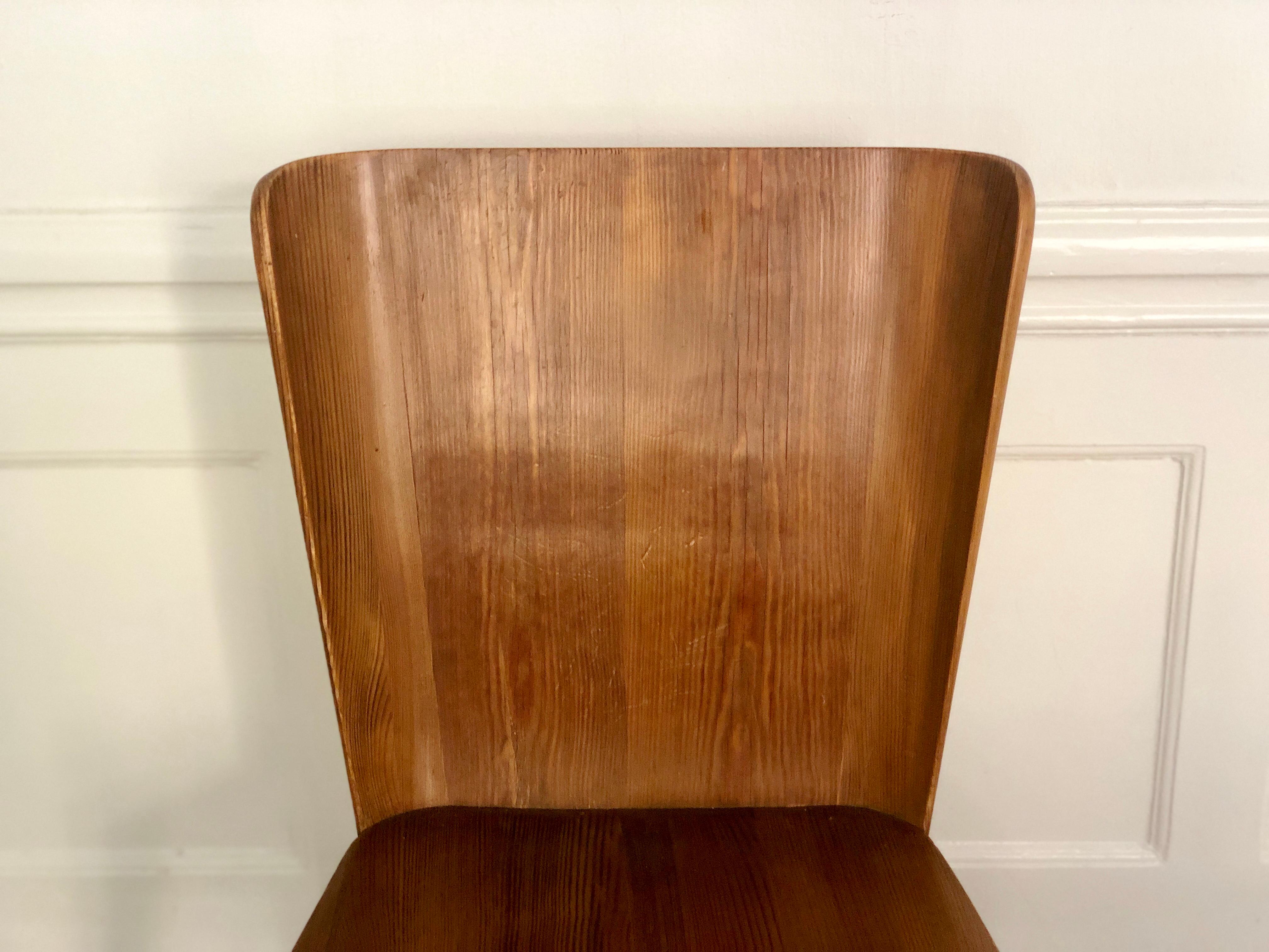 Set of 4 Goran Malmvall Swedish Pine Chairs, Svensk Fur, Sweden, 1940s For Sale 2