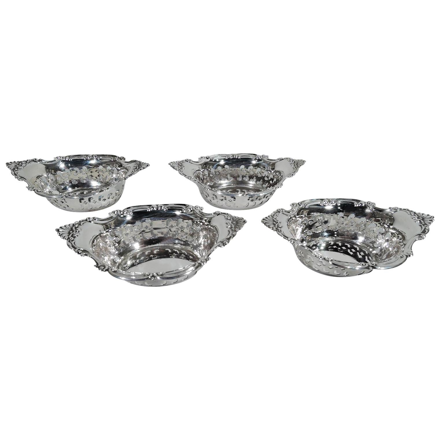 Set of 4 Gorham Classical Sterling Silver Nut Dishes