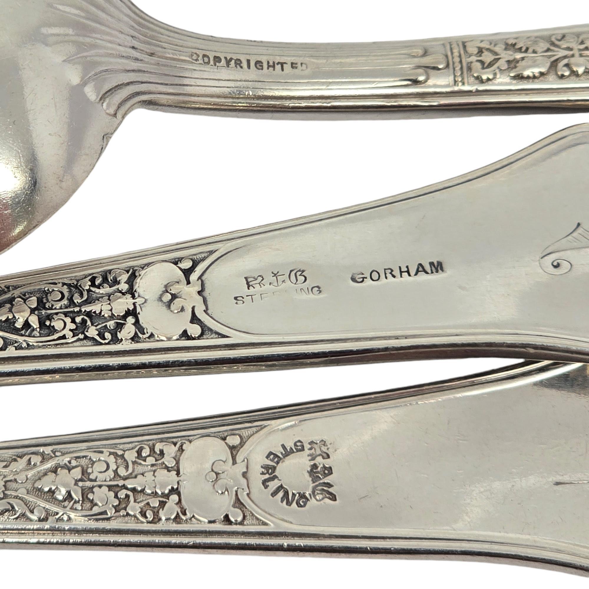 Set von 4 Gorham Medici-Dessert-/Suppenlöffeln aus altem Sterlingsilber mitMono 7