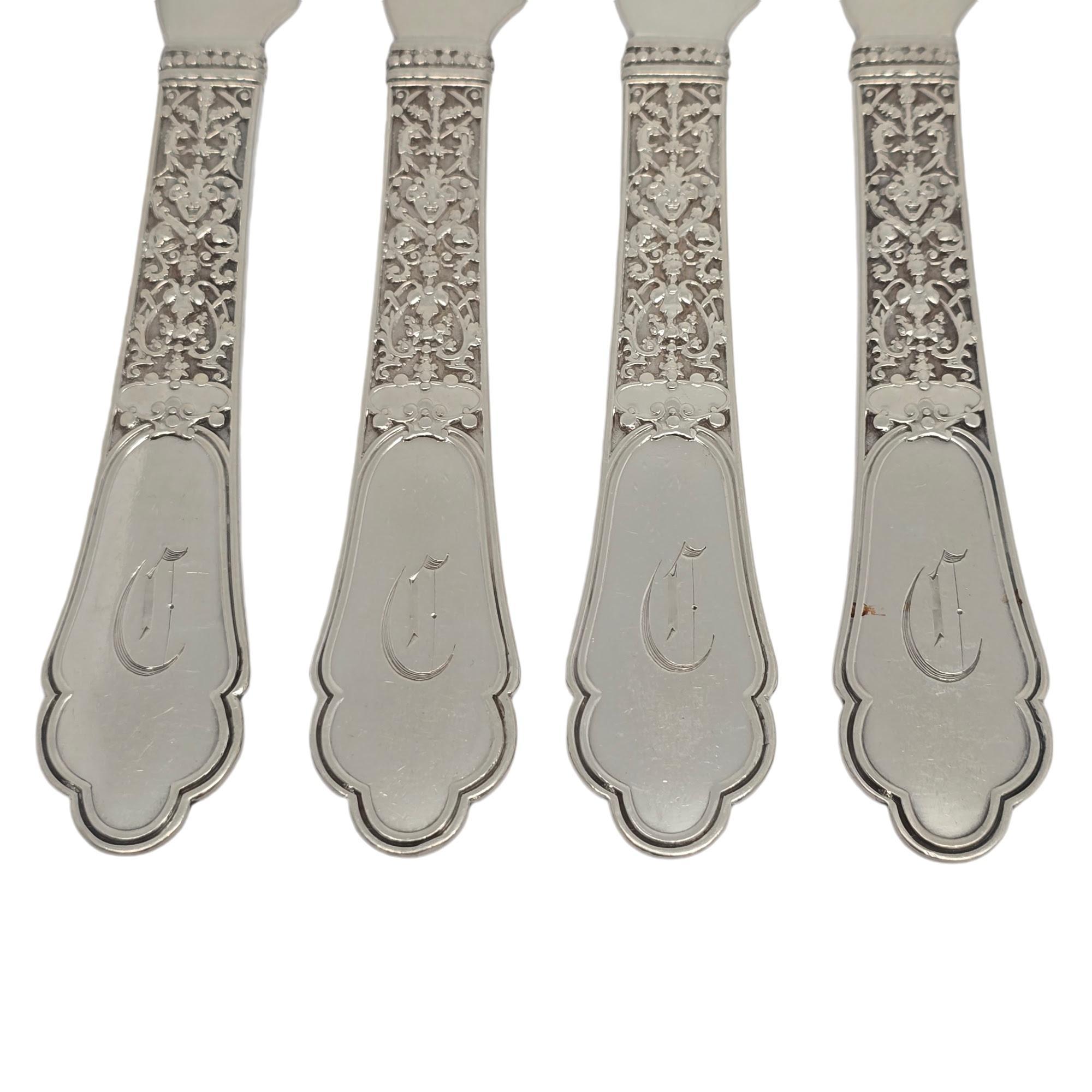Set di 4 spargitori Gorham Medici Old Sterling Silver a manico piatto da 6,5