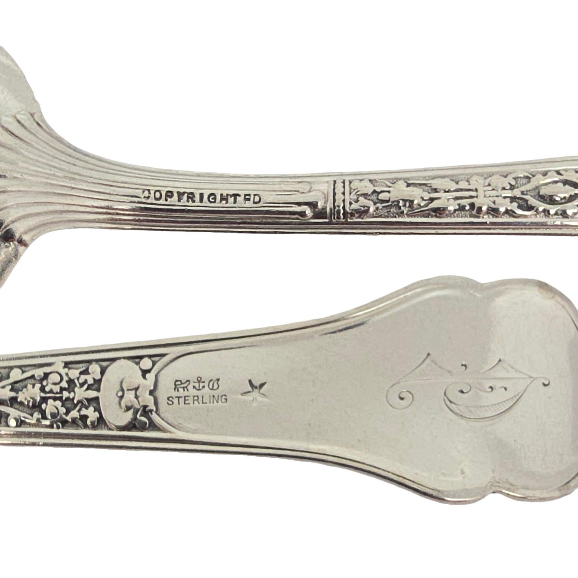 Set di 4 cucchiaini da tè Gorham Medici Old Sterling Silver c/Mono  5 7/8