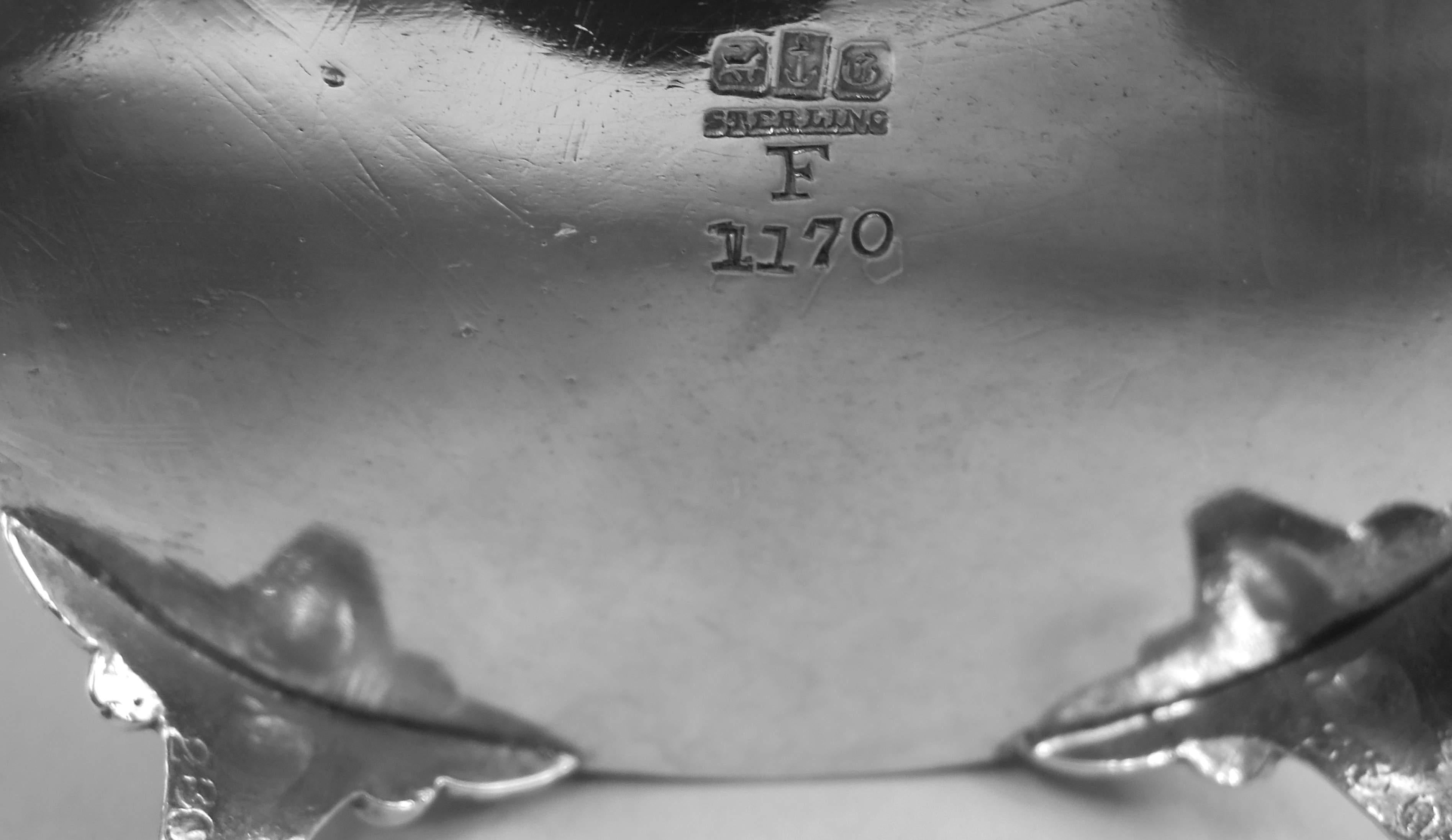 Set of 4 Gorham Sterling Silver Open Salts in Classical Aurora Pattern, 1873-74 In Good Condition For Sale In New York, NY