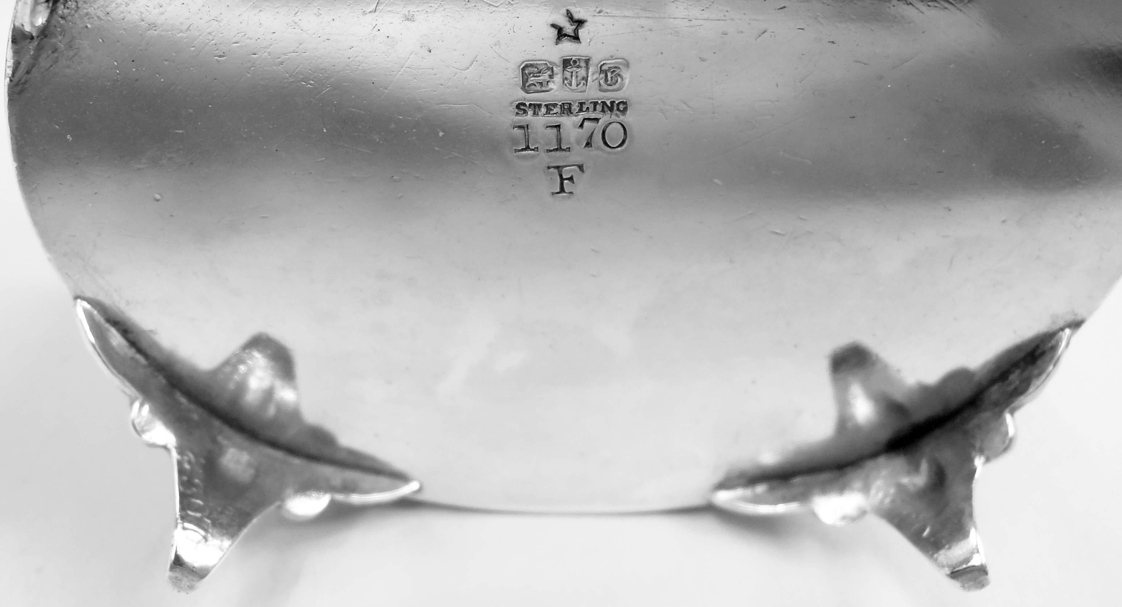 Late 19th Century Set of 4 Gorham Sterling Silver Open Salts in Classical Aurora Pattern, 1873-74 For Sale