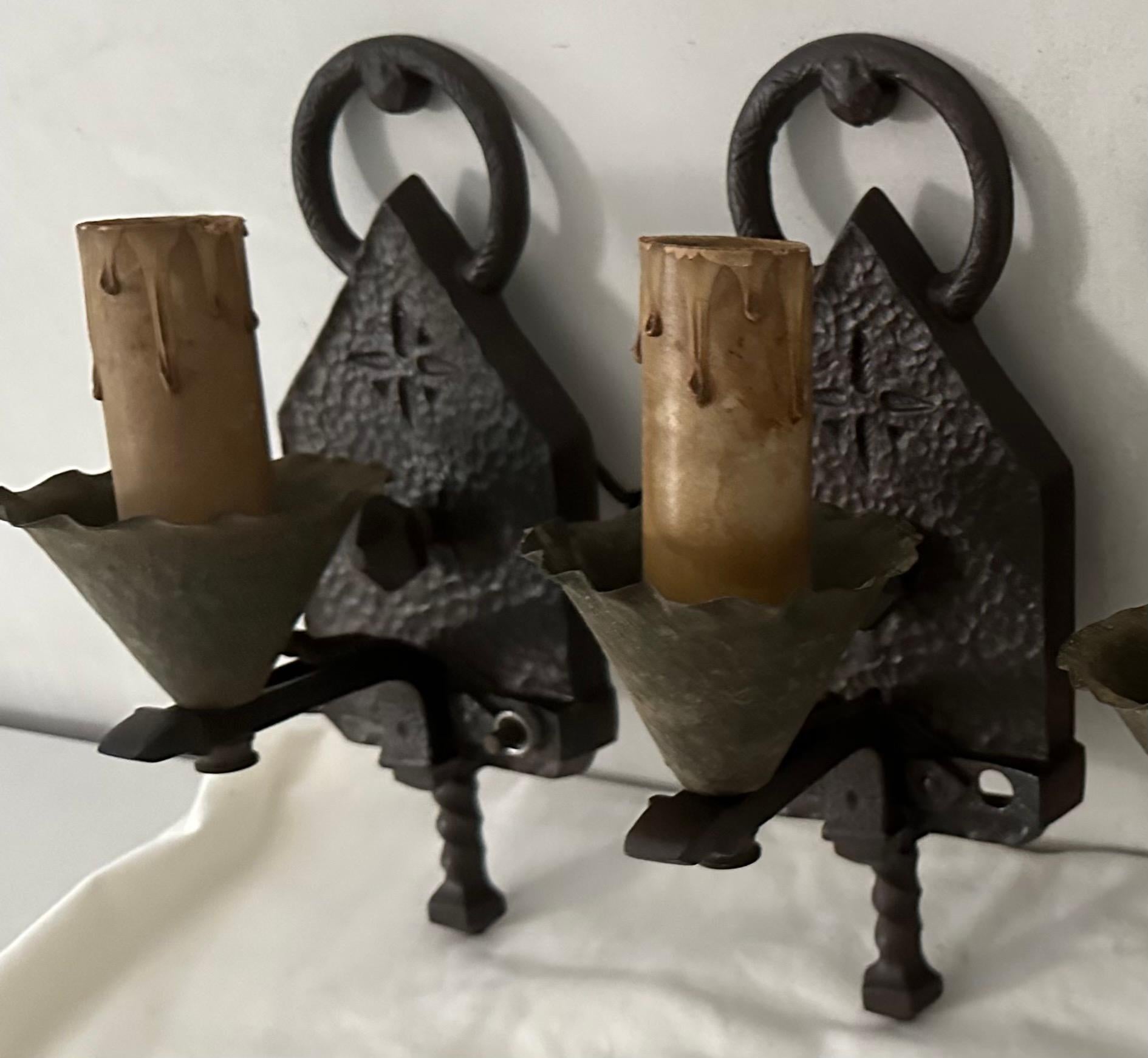 Gothic Revival Set of 4 Gothic Style Wall Sconces For Sale