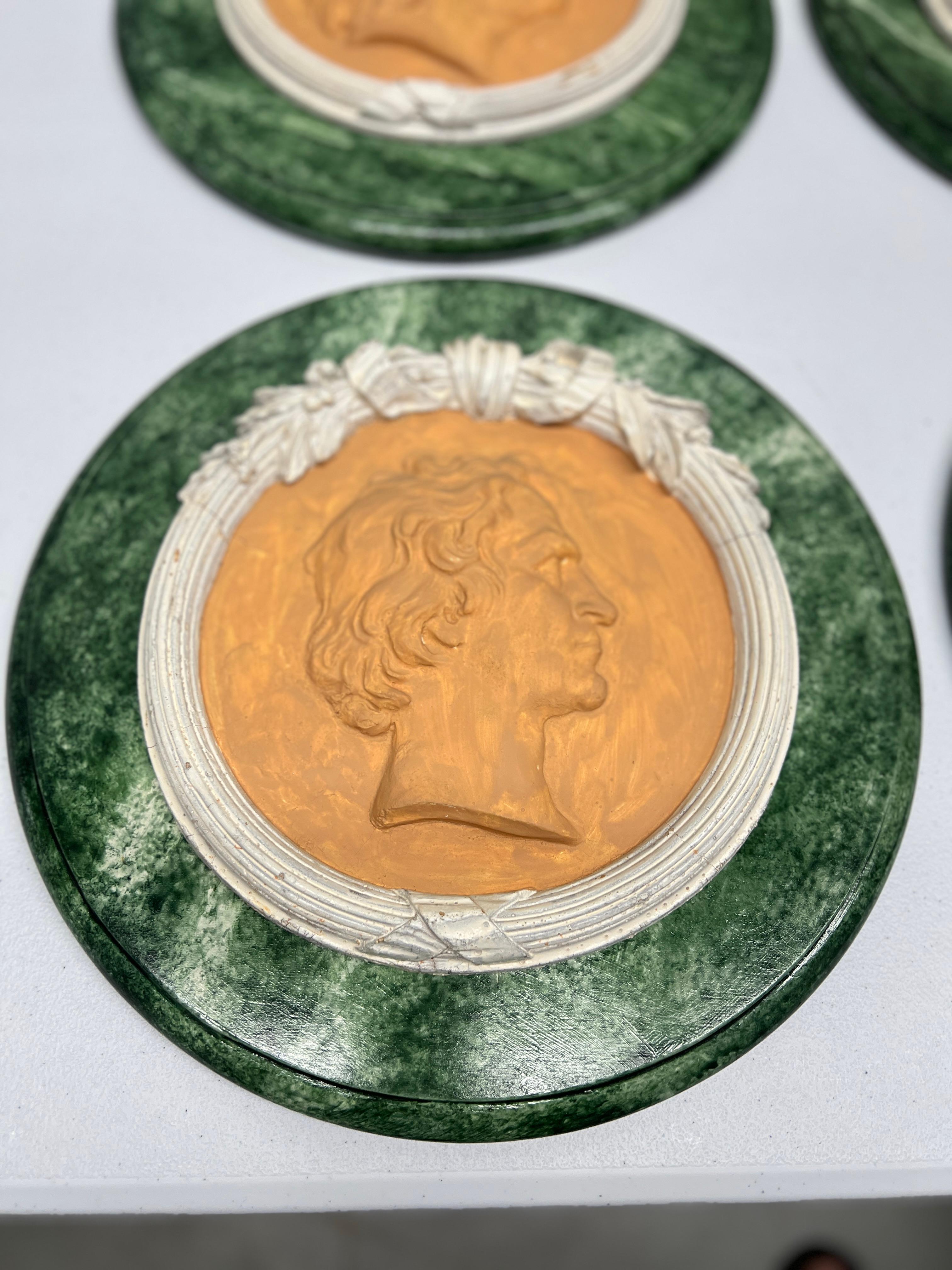 20th Century Set of 4 Grand Tour Style Figural Plaques, French Circa 1911