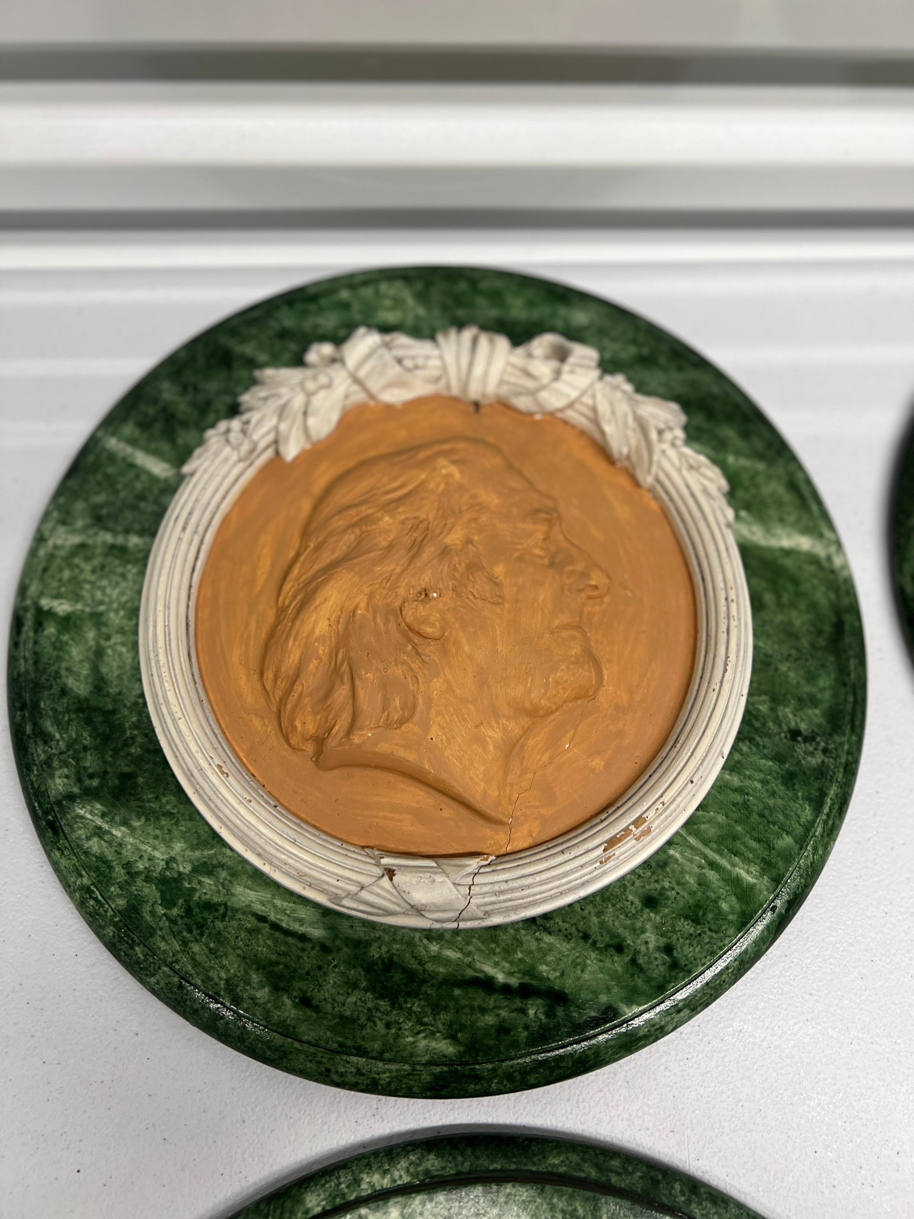 Resin Set of 4 Grand Tour Style Figural Plaques, French Circa 1911