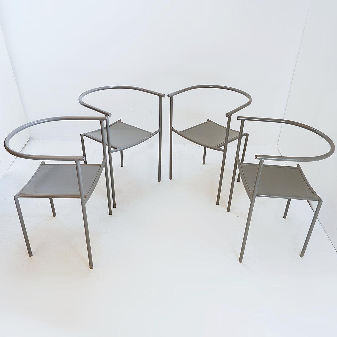 Moderno Set di 4 sedie in metallo grigio nello stile del modello 