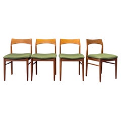 Set of 4 Green and Teak Chairs