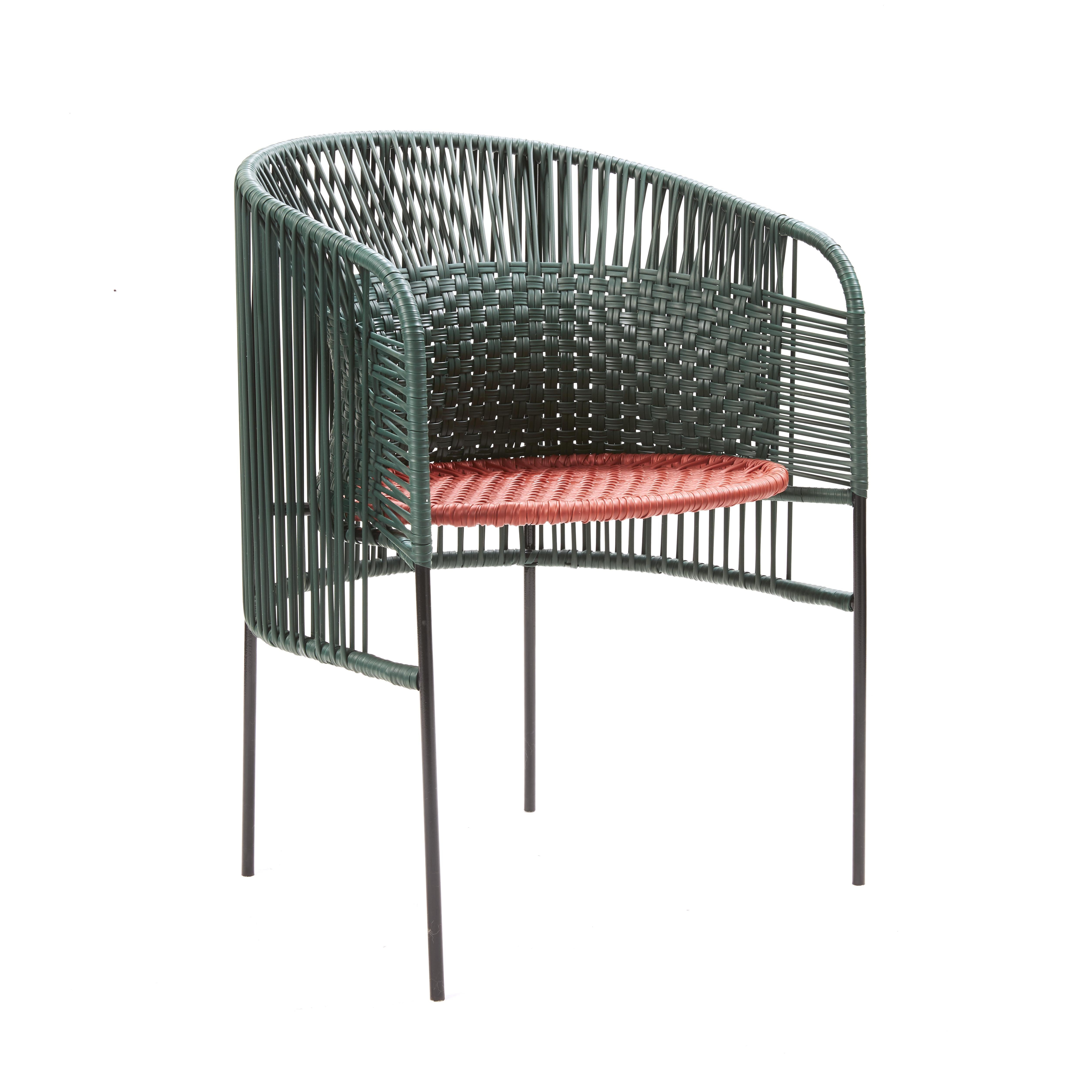 Powder-Coated Set of 4 Green Caribe Chic Dining Chair by Sebastian Herkner For Sale