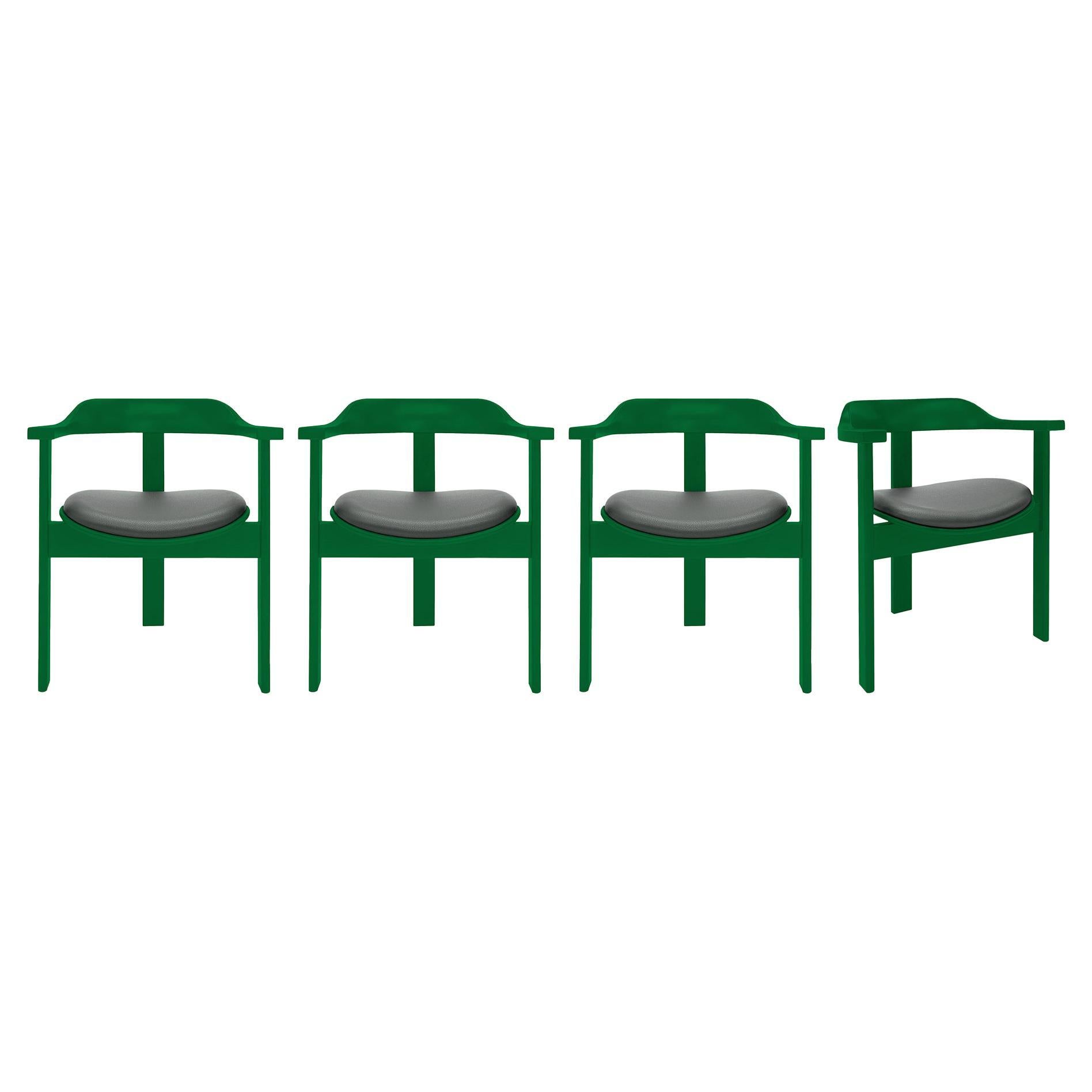Satz von 4 grünen Haussmann-Sesseln von Robert & Trix Haussmann, Design 1964