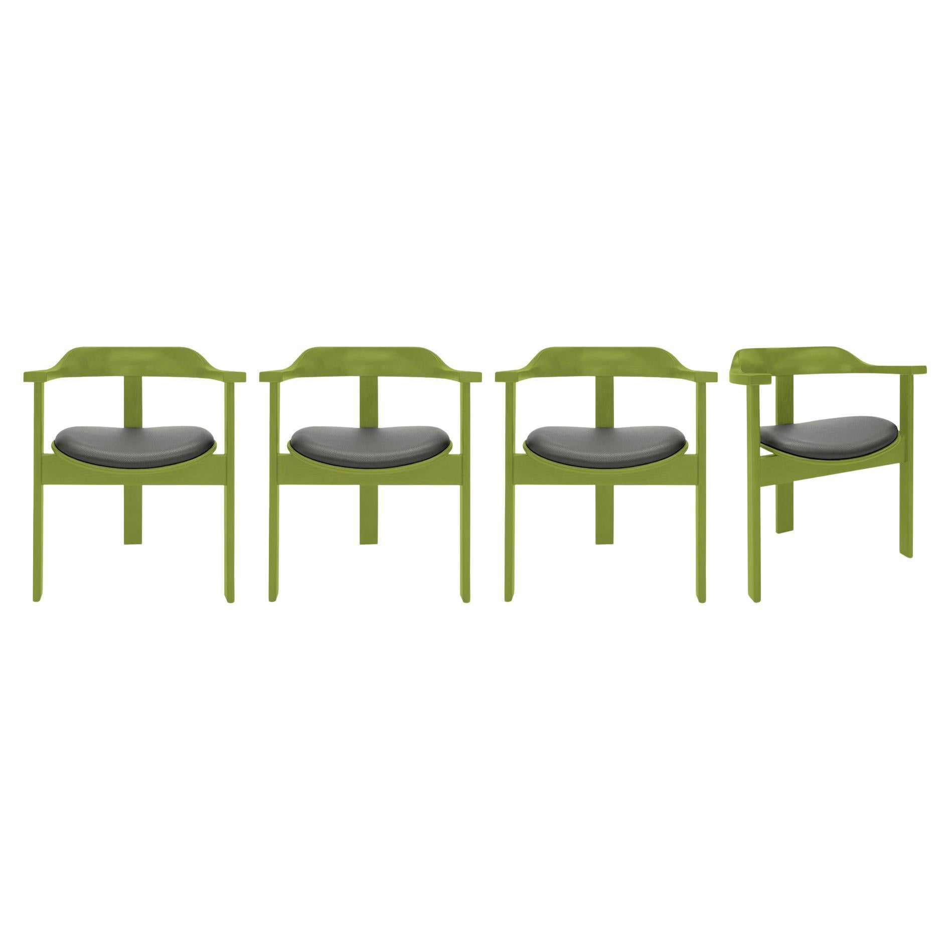 Ensemble de 4 fauteuils Haussmann verts par Robert & Trix Haussmann, Design, 1964