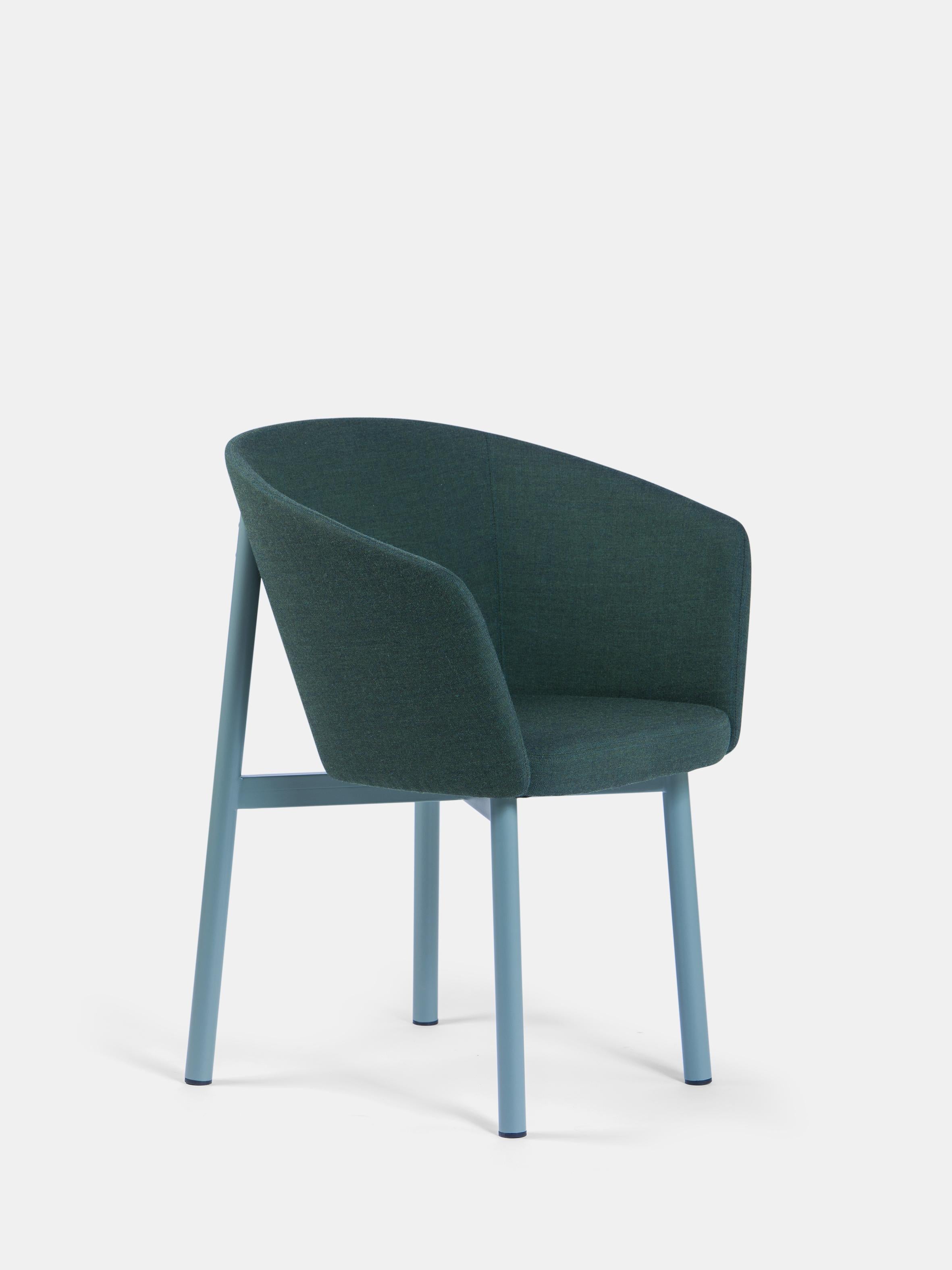 Set of 4 Green Residence Bridge Armchair by Kann Design
Dimensions: D 52 x W 59.5 x H 80 cm.
Materials: Steel tube, HR foam, fabric upholstery Kvadrat Canvas 996 (90% wool, 10% nylon).
Available in other fabrics.

All of the Residence seats were