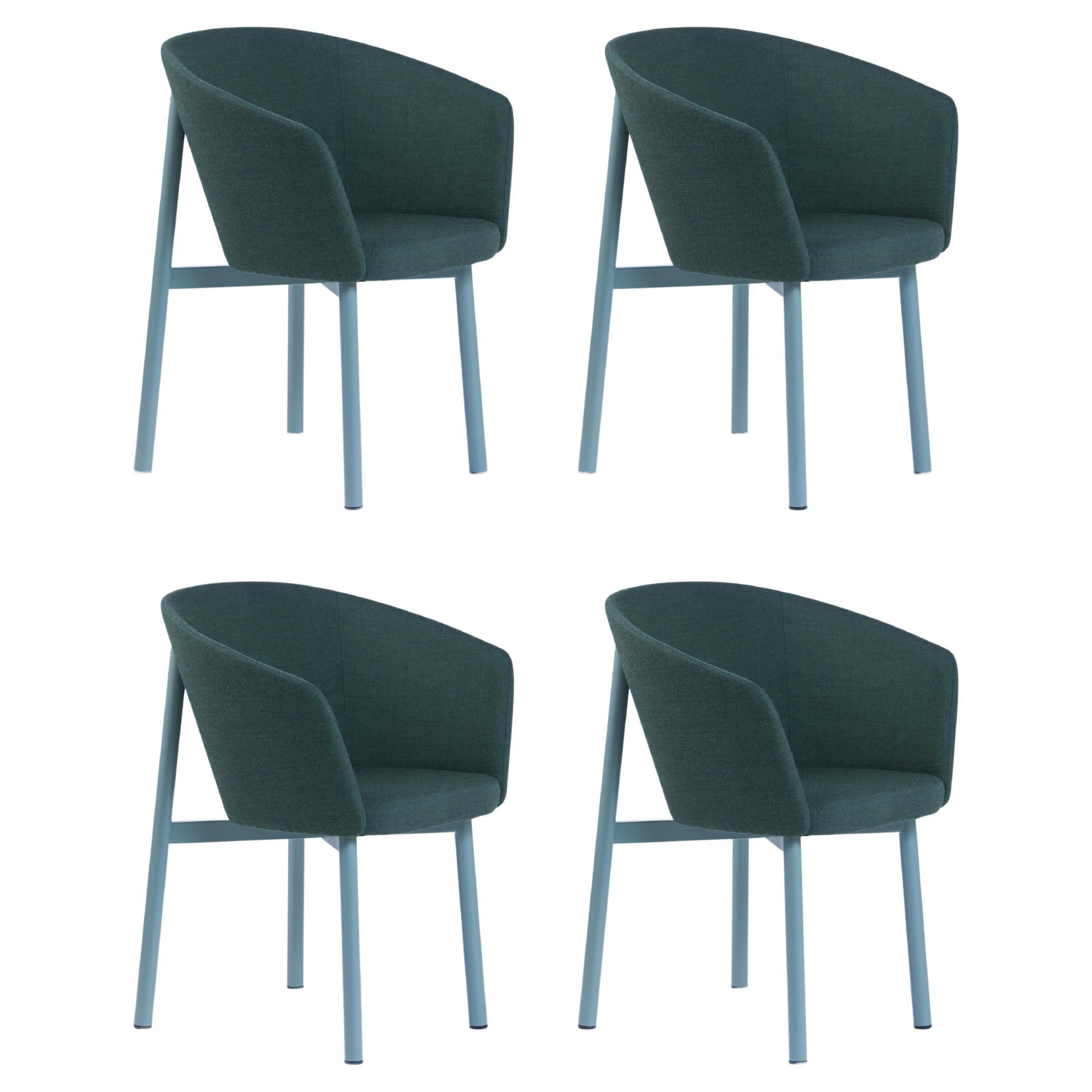 Satz von 4 grünen Residence Bridge-Sesseln von Kann Design