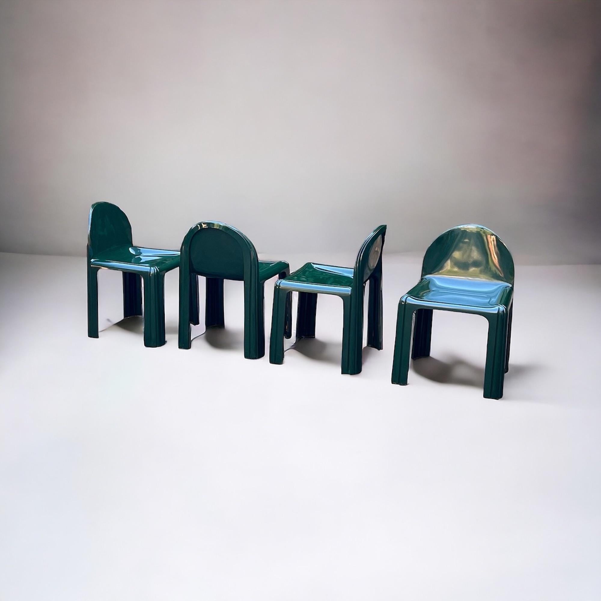 Set of 4 Green Resin Kartell Model 4854 Chairs by Gae Aulenti, 1960s For Sale 5