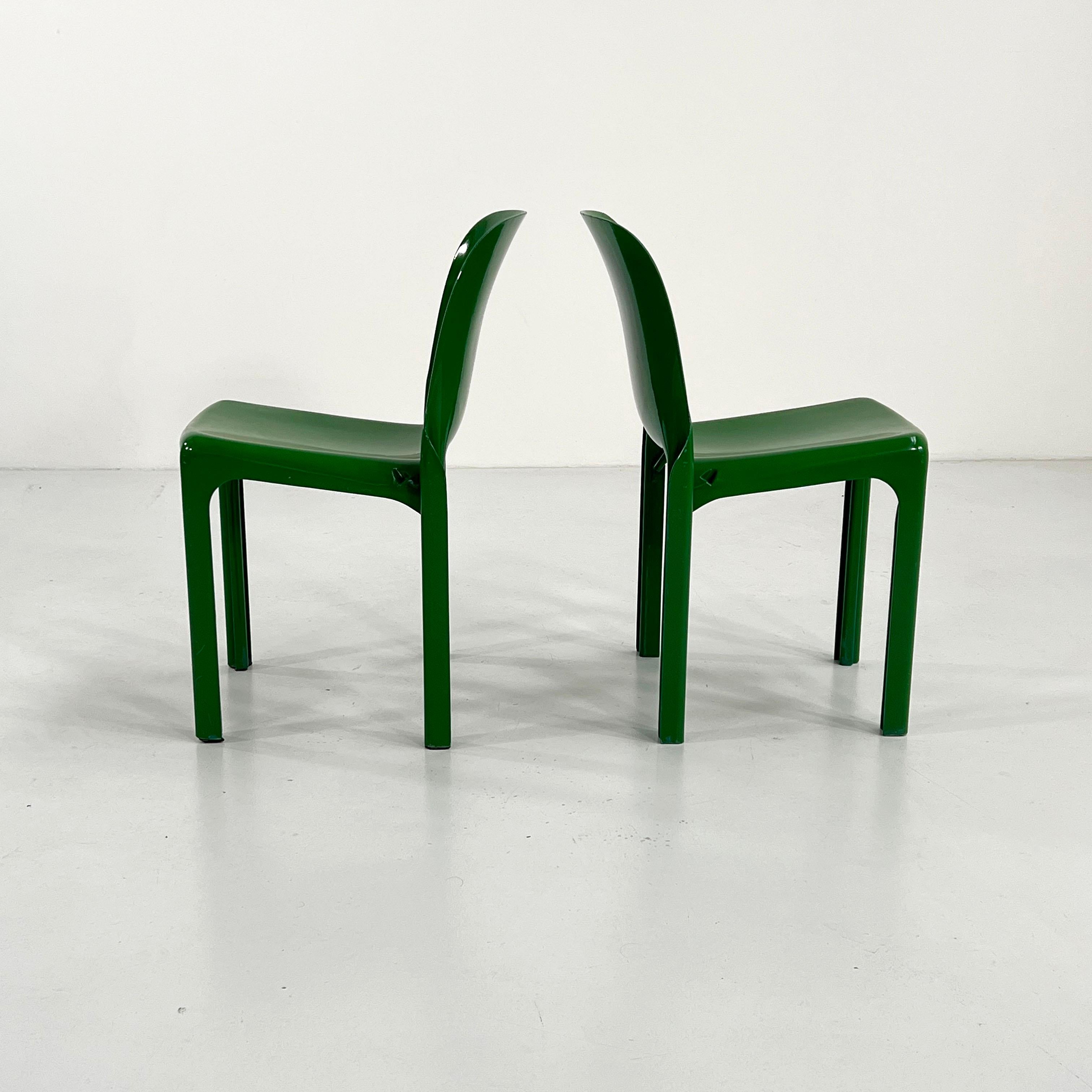 Set of 4 Green Selene Chairs by Vico Magistretti for Artemide, 1970s In Good Condition In Ixelles, Bruxelles