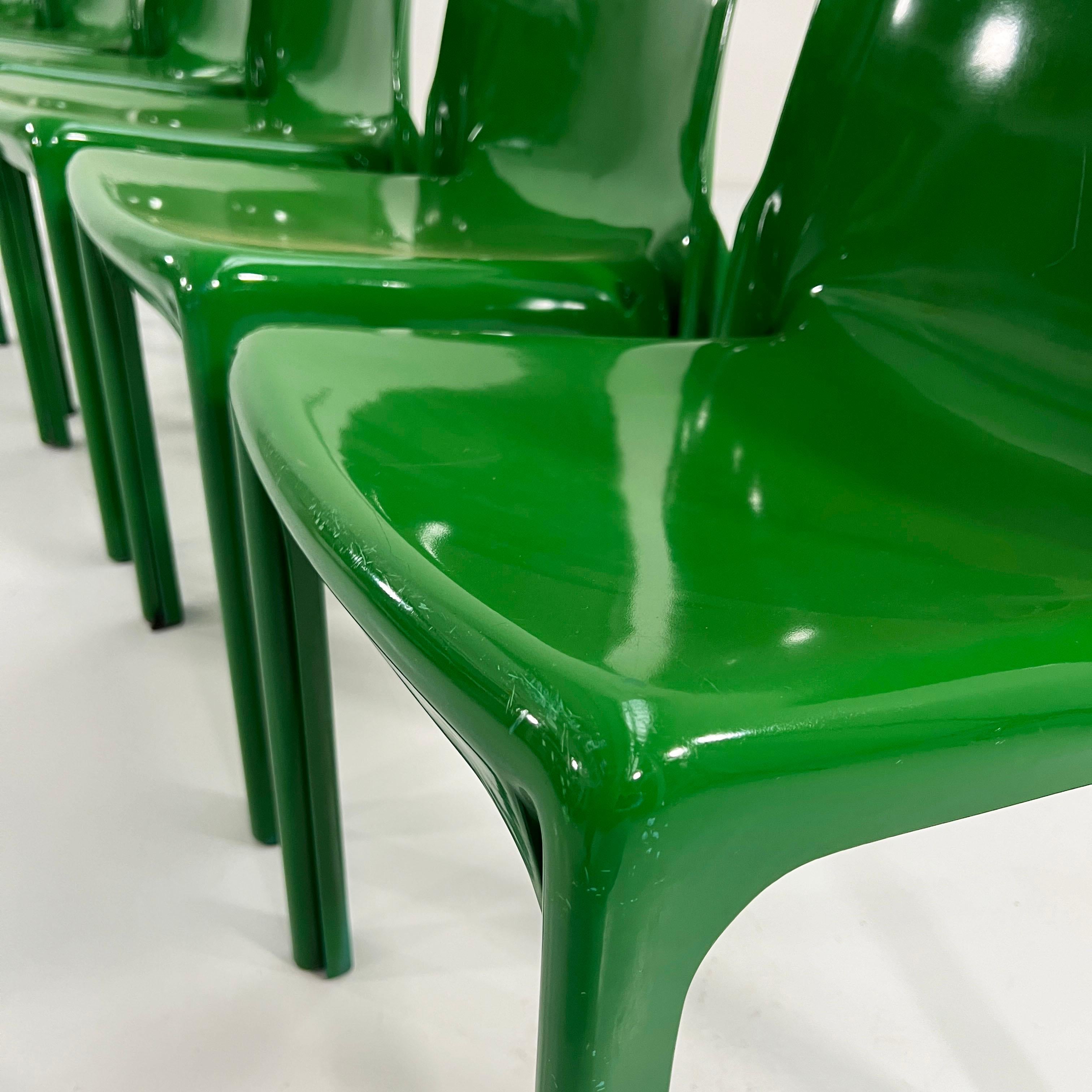 Plastic Set of 4 Green Selene Chairs by Vico Magistretti for Artemide, 1970s