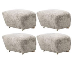 Set di 4 pouf in pelle di pecora Greene & Greene Oak di By Lassen