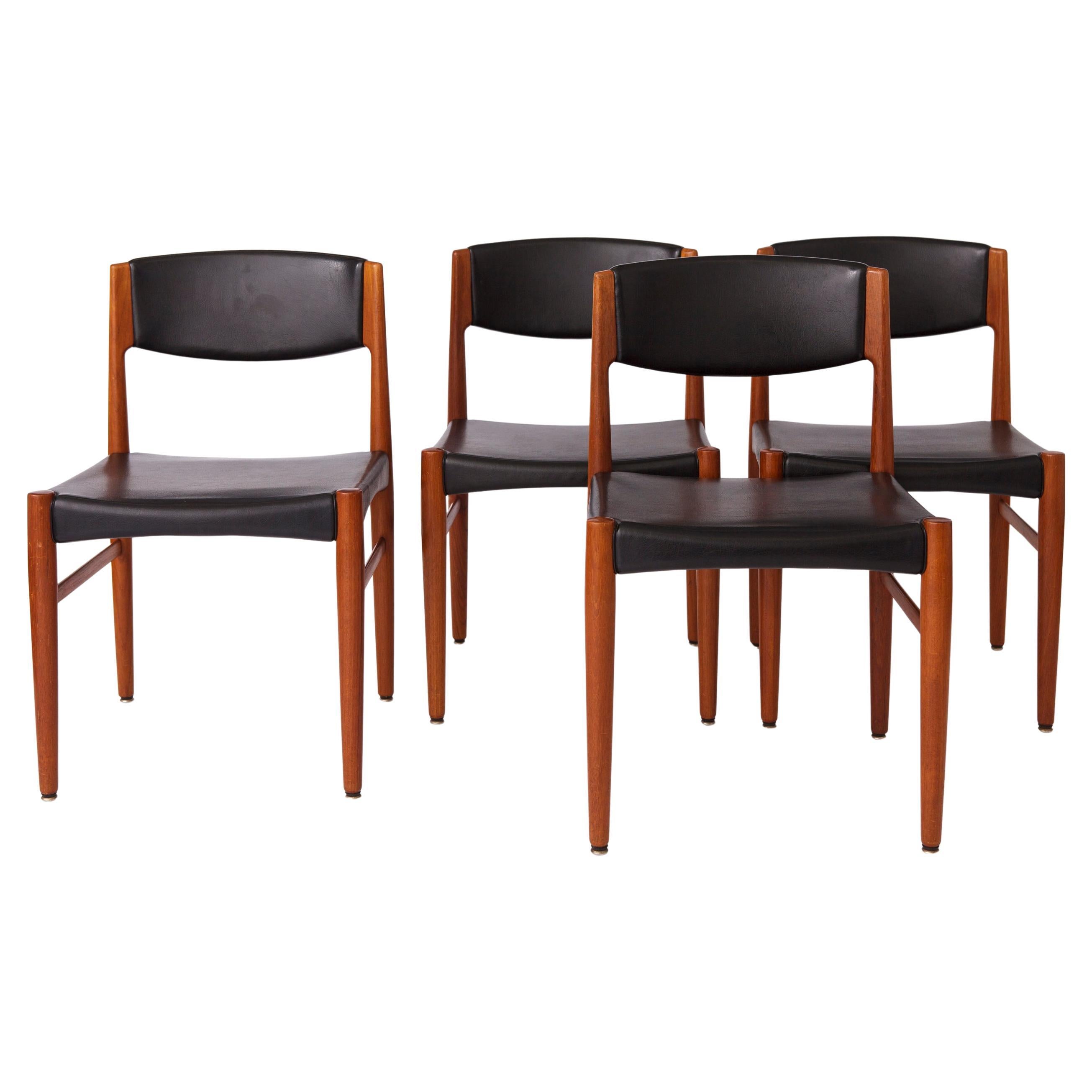 Set of 4 Grete Jalk Teak Dining Chairs for Glostrup, 1960s  Danish Mid-Century For Sale