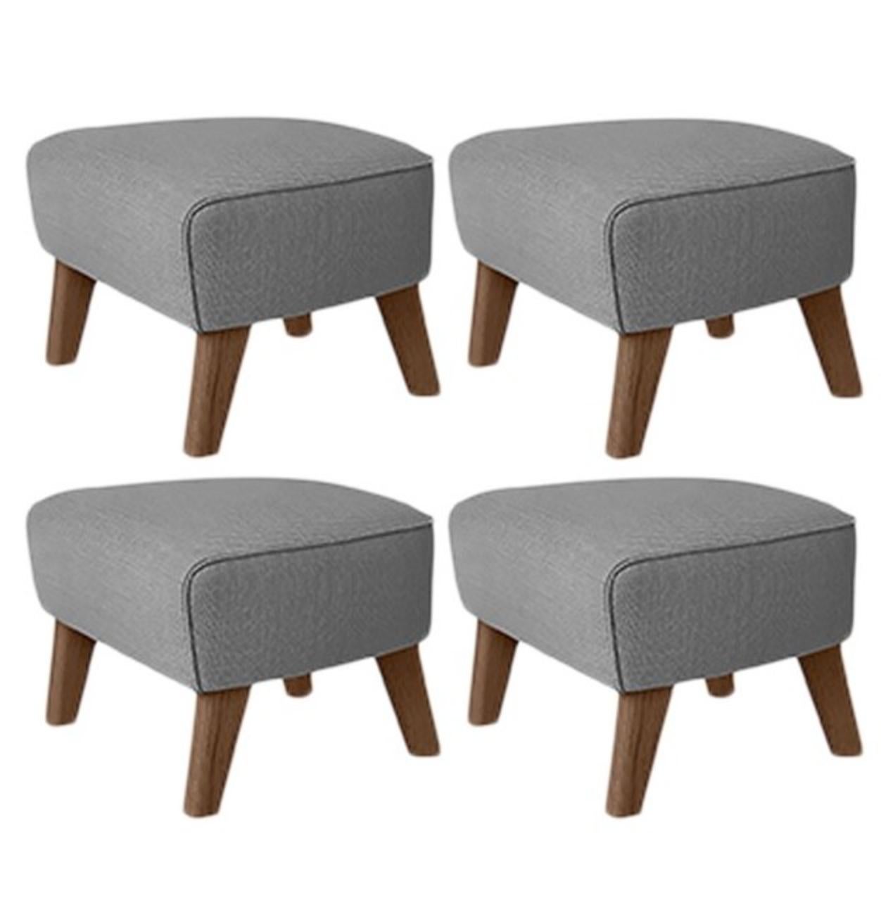 Set of 4 grey and smoked oak Raf Simons Vidar 3 my own chair footstool by Lassen.
Dimensions: W 56 x D 58 x H 40 cm 
Materials: Textile
Also available: Other colors available.

The my own chair footstool has been designed in the same spirit as