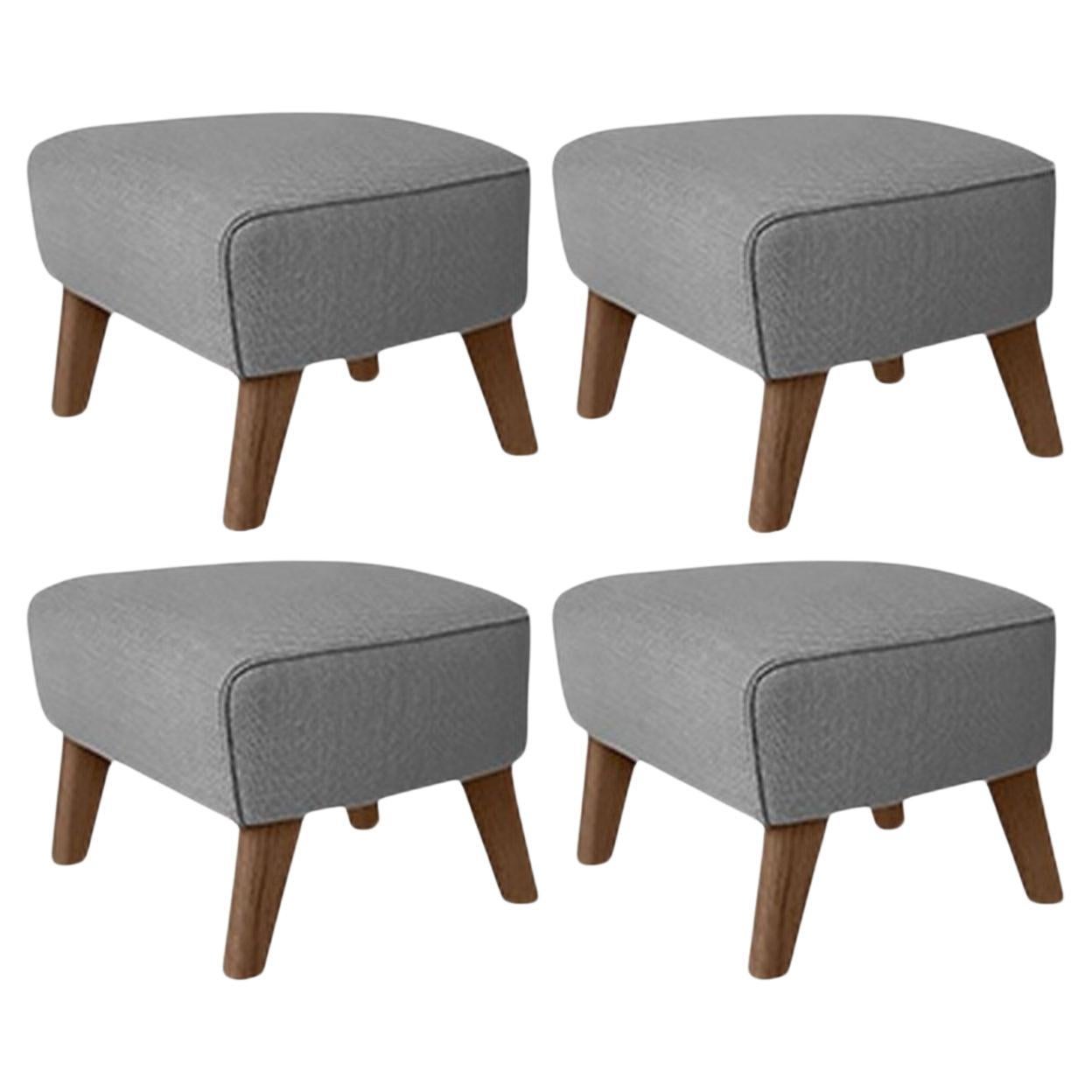 Set of 4 Grey and Smoked Oak Raf Simons Vidar 3 My Own Chair Footstool by Lassen