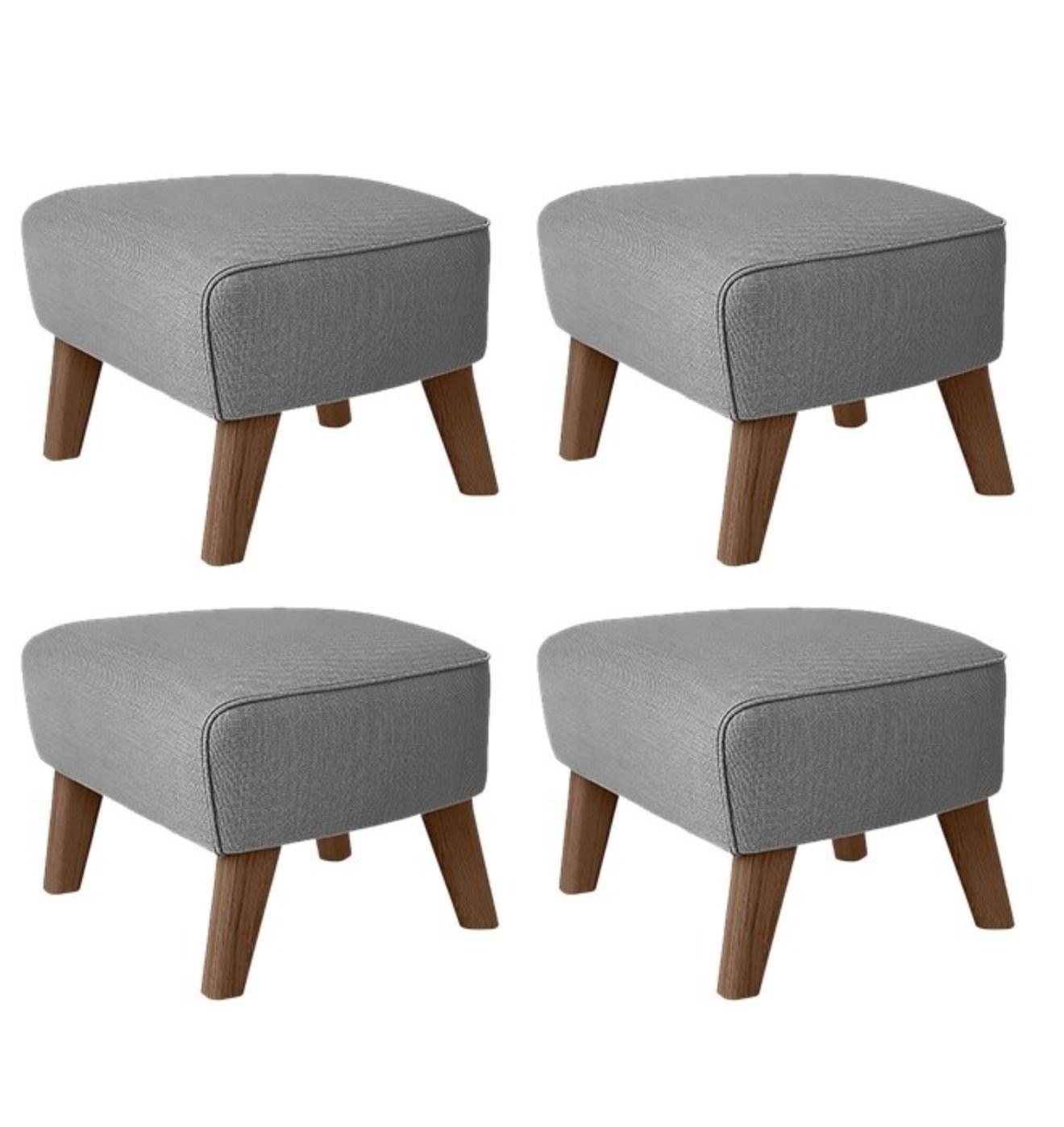 Set of 4 grey and smoked oak Sahco Zero footstool by Lassen
Dimensions: W 56 x D 58 x H 40 cm 
Materials: Textile
Also available: Other colors available.

The my own chair footstool has been designed in the same spirit as Flemming Lassen’s