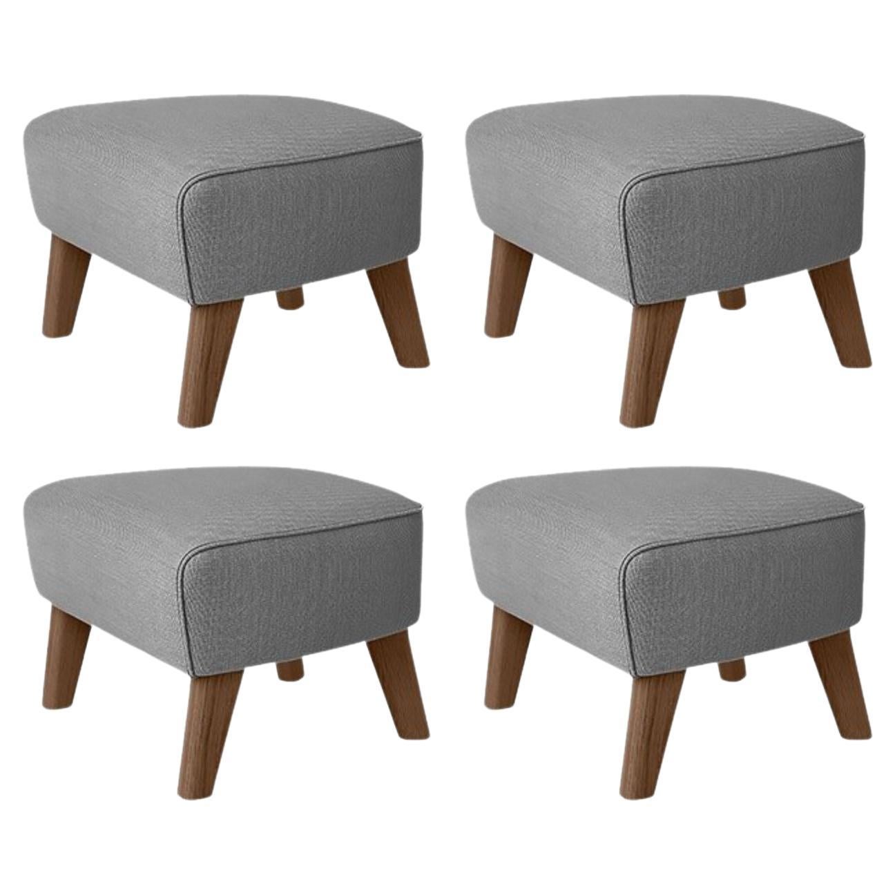 Set of 4 Grey and Smoked Oak Sahco Zero Footstool by Lassen For Sale