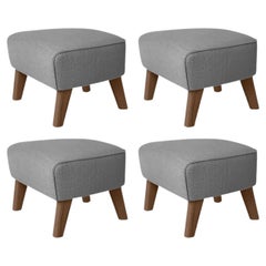 Set of 4 Grey and Smoked Oak Sahco Zero Footstool by Lassen