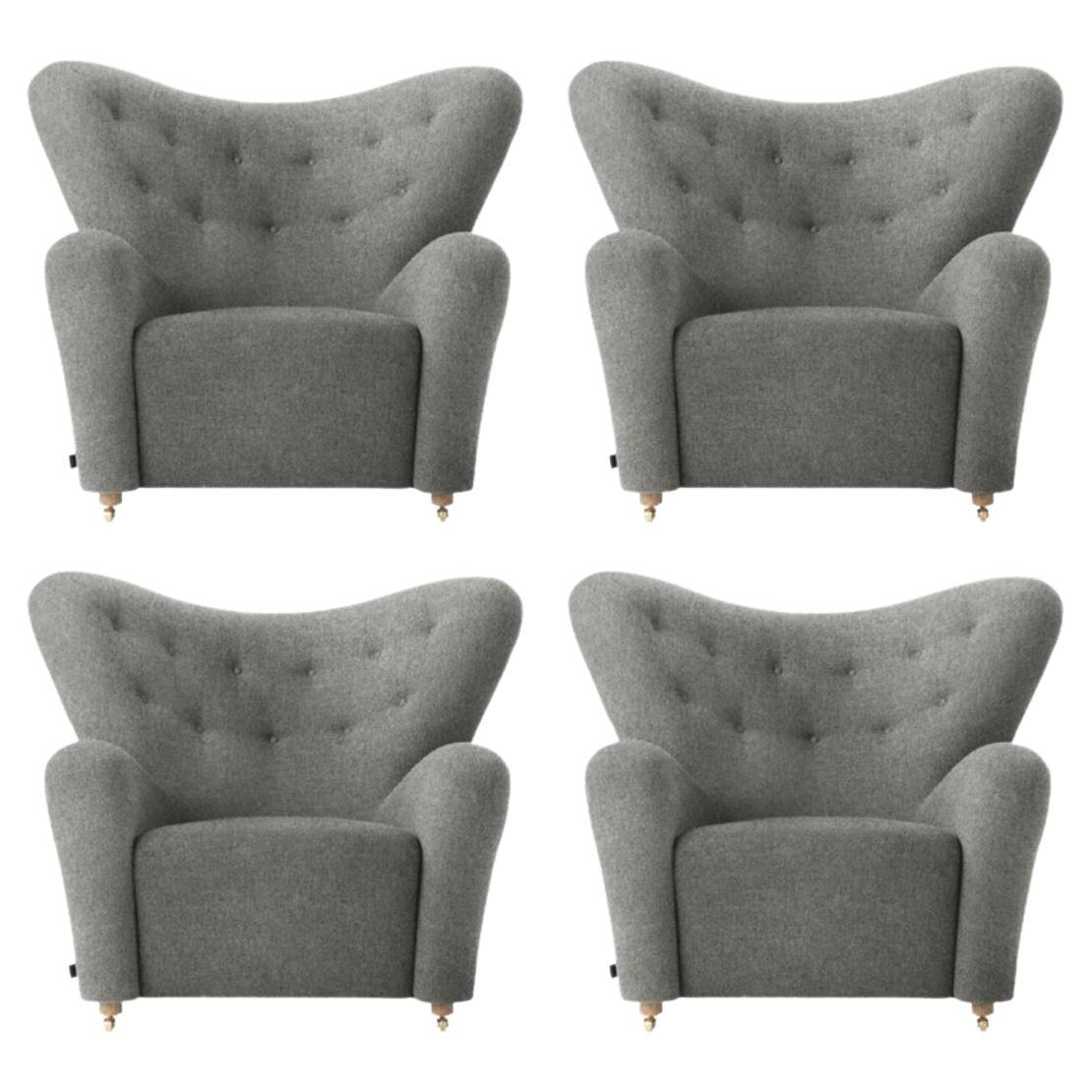 Set of 4 Grey Hallingdal The Tired Man Lounge Chair by Lassen For Sale