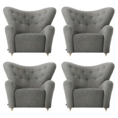 Set of 4 Grey Hallingdal The Tired Man Lounge Chair by Lassen