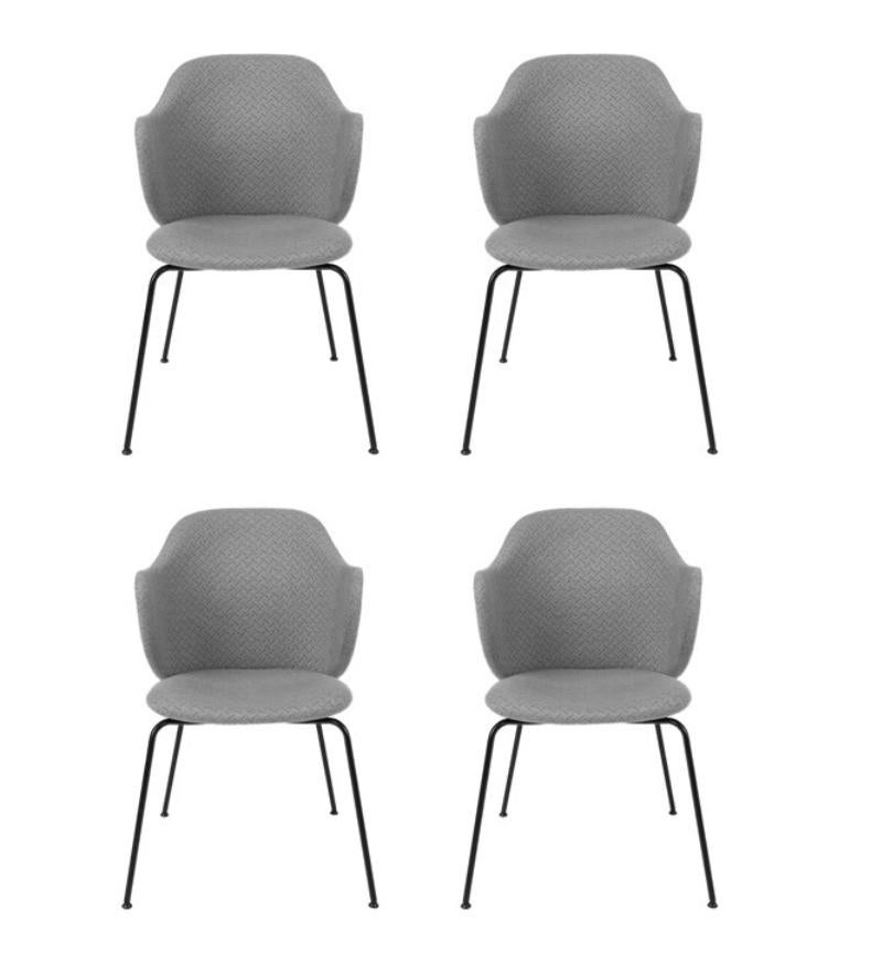 Set di 4 sedie Jupiter Lassen grigie di By Lassen
Dimensioni: L 58 x P 60 x H 88 cm 
Materiali: Tessile

La sedia Lassen di Flemming Lassen, Magnus Sangild e Marianne Viktor è stata lanciata nel 2018 come ode all'approccio senza compromessi e