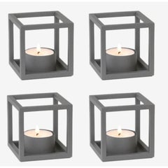 Set of 4 Grey Kubus T Candle Holders by Lassen