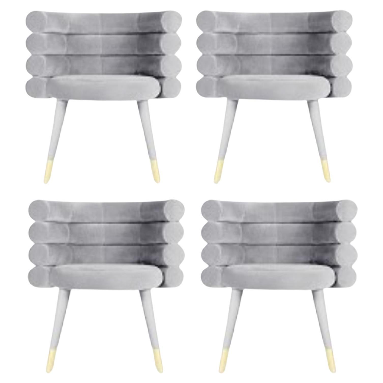 Set of 4 Grey Marshmallow Dining Chairs, Royal Stranger For Sale