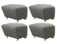 Set of 4 Grey Natural Oak Hallingdal the Tired Man Footstools by Lassen