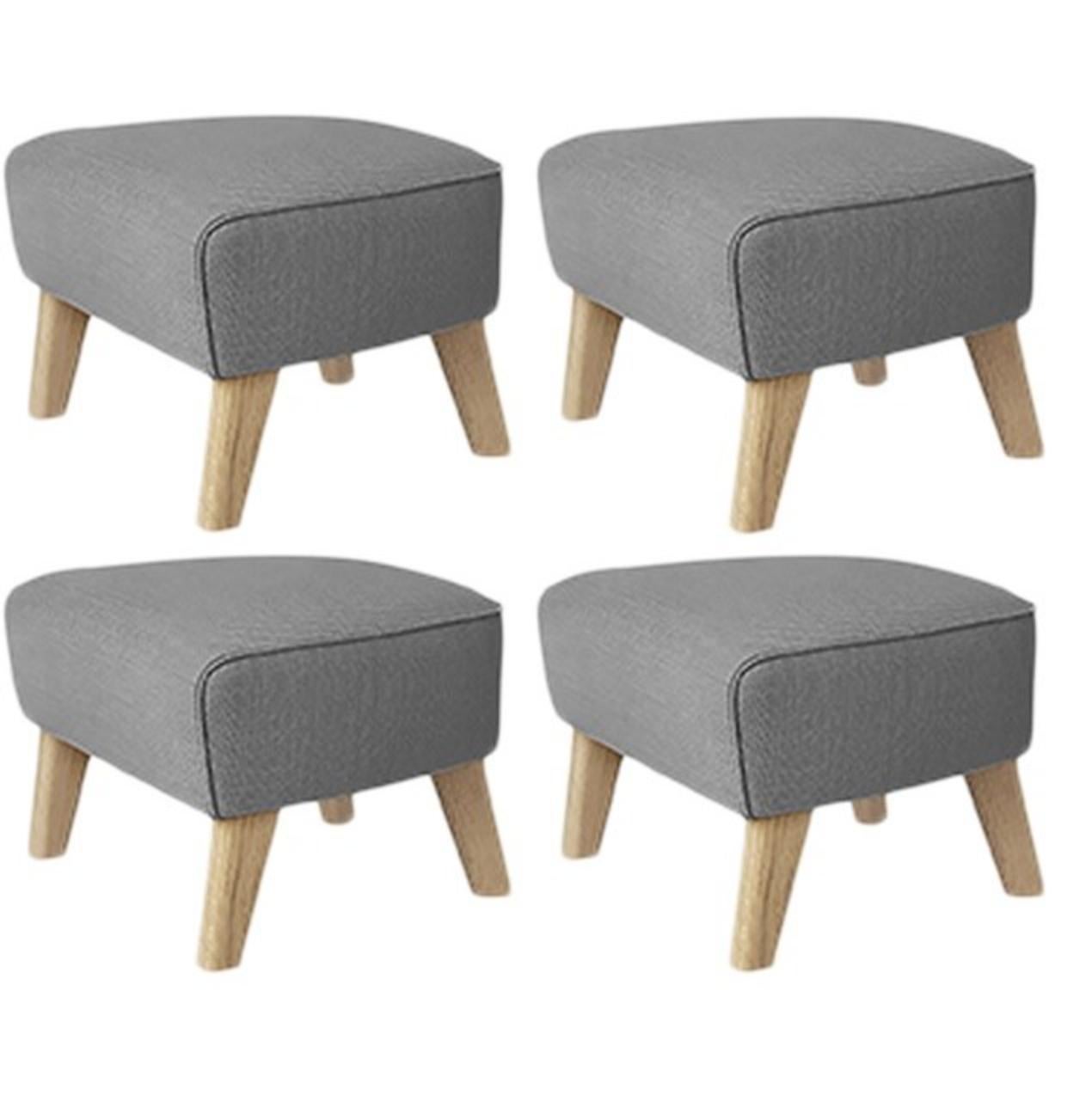 Set of 4 grey, natural oak raf simons vidar 3 my own chair footstool by Lassen.
Dimensions: W 56 x D 58 x H 40 cm 
Materials: Textile
Also available: Other colors available.

The My Own Chair Footstool has been designed in the same spirit as