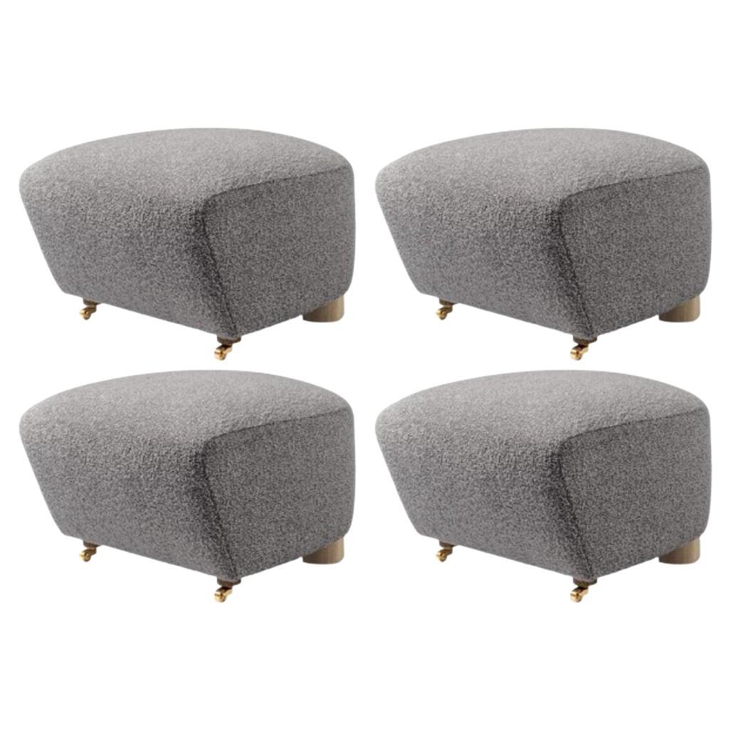 Set of 4 Grey Natural Oak Sahco Zero the Tired Man Footstool by Lassen For Sale