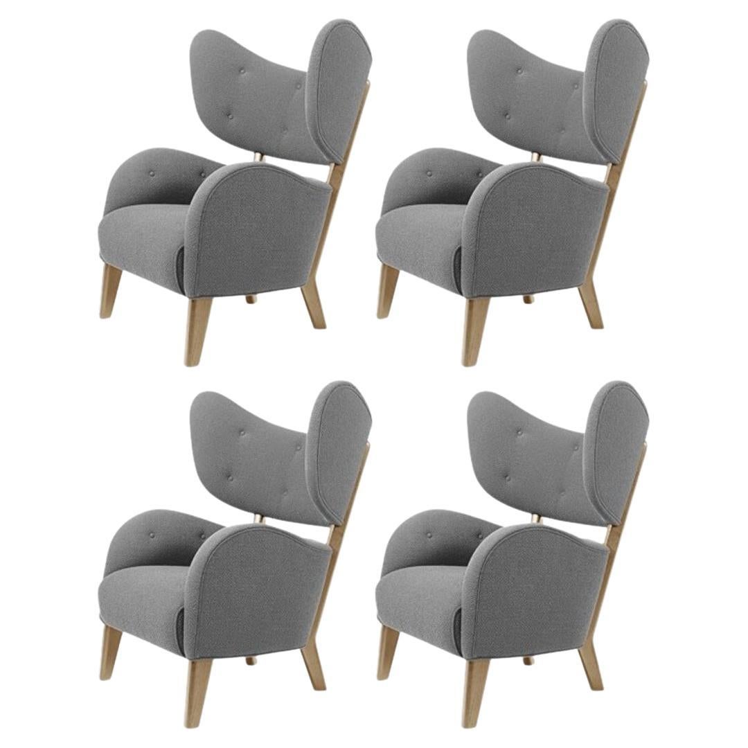 Set of 4 Grey Raf Simons Vidar 3 Natural Oak My Own Chair Lounge Chair by Lassen
