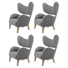 Set of 4 Grey Raf Simons Vidar 3 Natural Oak My Own Chair Lounge Chair by Lassen