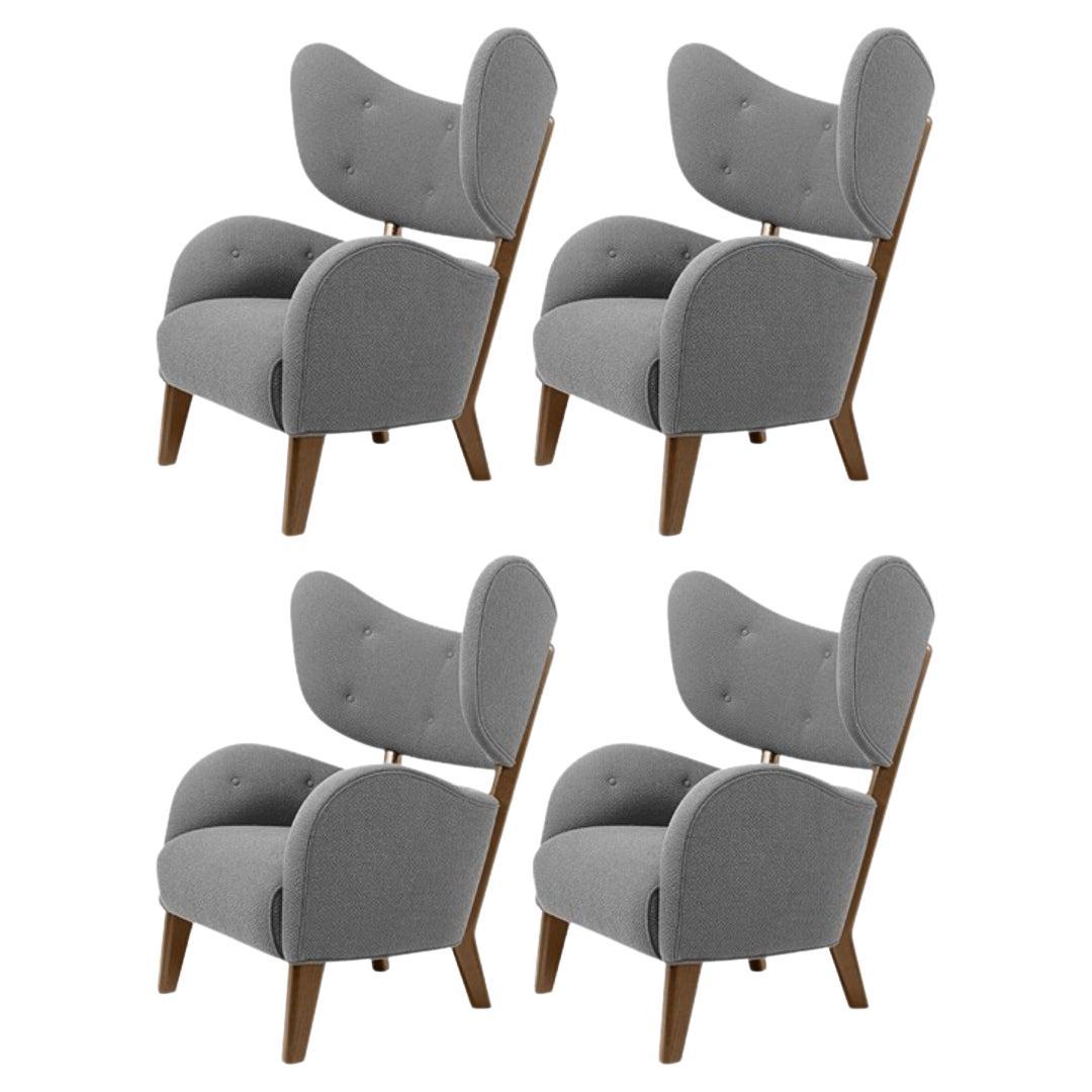 Set of 4 Grey Raf Simons Vidar 3 Smoked Oak My Own Chair Lounge Chair by Lassen For Sale