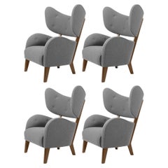 Set of 4 Grey Raf Simons Vidar 3 Smoked Oak My Own Chair Lounge Chair by Lassen