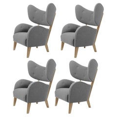 Set of 4 Grey Sahco Zero Natural Oak My Own Chair Lounge Chairs by Lassen
