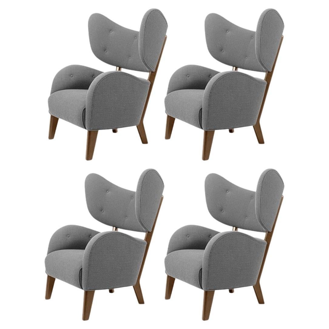 Set of 4 Grey Sahco Zero Smoked Oak My Own Chair Lounge Chairs by Lassen For Sale