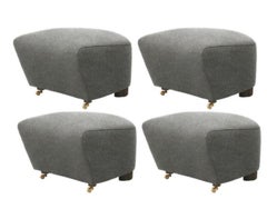 Set of 4 Grey Smoked Oak Hallingdal the Tired Man Footstools by Lassen