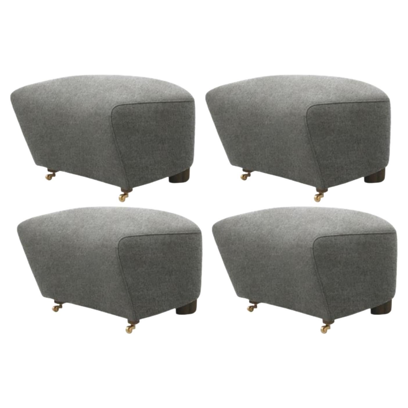 Set of 4 Grey Smoked Oak Hallingdal the Tired Man Footstools by Lassen For Sale