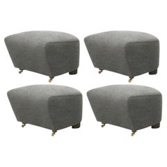 Set of 4 Grey Smoked Oak Hallingdal the Tired Man Footstools by Lassen