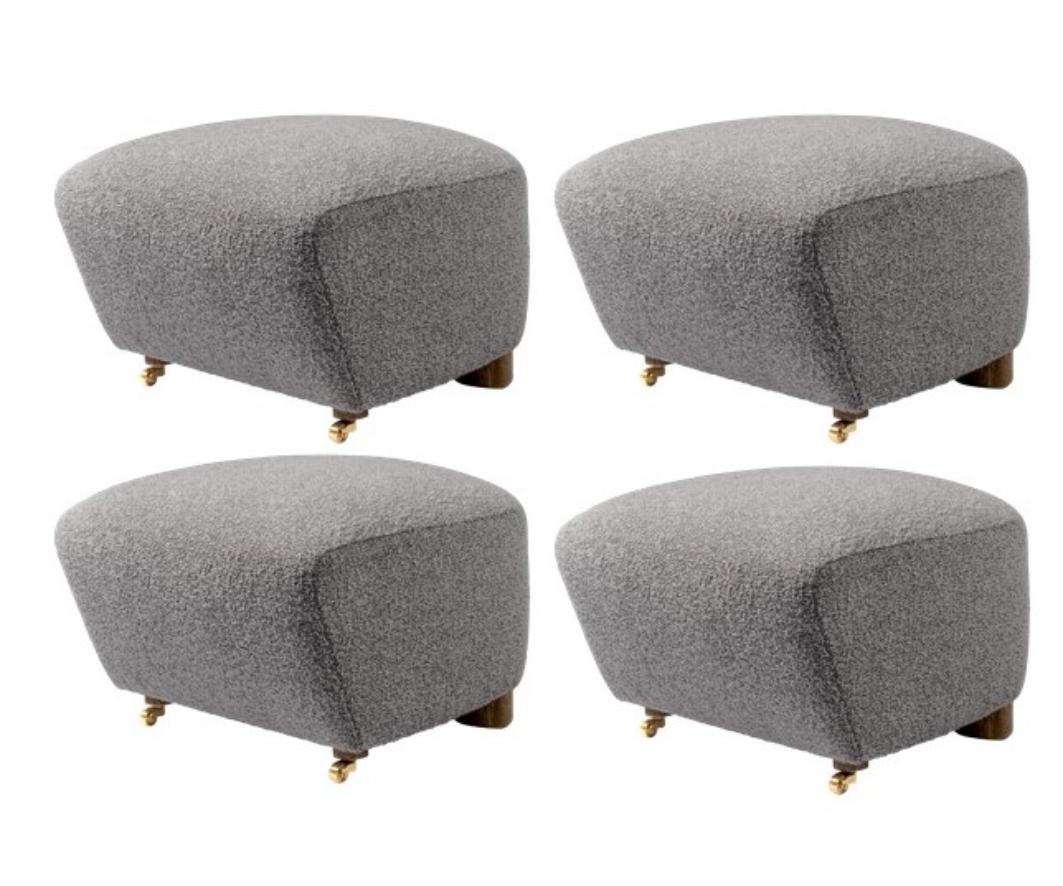 Set of 4 grey smoked oak Sahco zero the tired man footstool by Lassen
Dimensions: W 55 x D 53 x H 36 cm 
Materials: Textile

Flemming Lassen designed the overstuffed easy chair, The Tired Man, for The Copenhagen Cabinetmakers’ Guild Competition