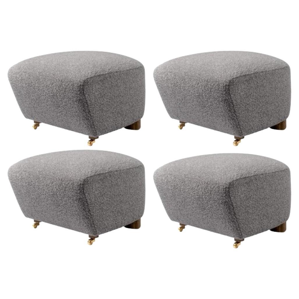Set of 4 Grey Smoked Oak Sahco Zero the Tired Man Footstool by Lassen For Sale