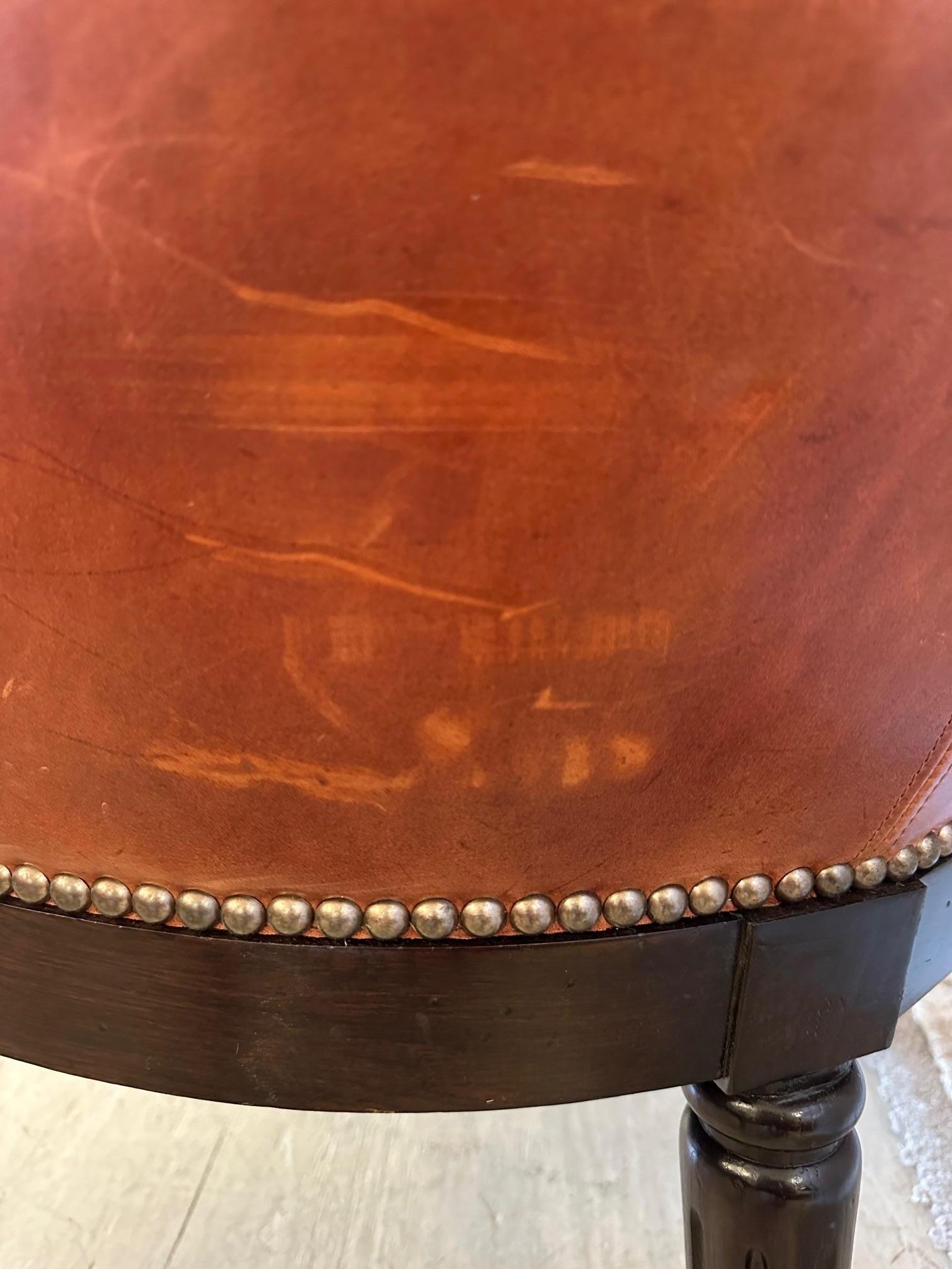Set of 4 Guy Chaddock Caramel Leather & Walnut Barrel Shaped Club Chairs For Sale 2