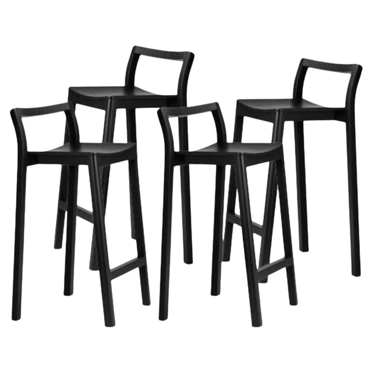 4er-Set Halikko-Hocker, Rückenlehne, schwarz, von Choice im Angebot