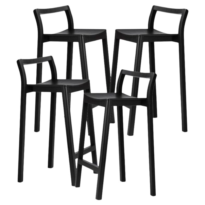 Set of 4, Halikko Stool Backrest, Tall & Black by Made by Choice For Sale